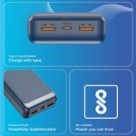 URBN Power Bank 20000mAh Fast Charging | 22.5W Super Fast Power Delivery (PD) Portable Charger | Triple Output | USB Type-C Input & Output | Pass Through Charging | (Blue) - Image 4