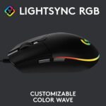 Logitech G102 Light Sync Gaming Mouse with Customizable RGB Lighting, 6 Programmable Buttons, Gaming Grade Sensor, 8K DPI Tracking,16.8mn Color, Light Weight - Black - Image 3