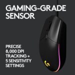 Logitech G102 Light Sync Gaming Mouse with Customizable RGB Lighting, 6 Programmable Buttons, Gaming Grade Sensor, 8K DPI Tracking,16.8mn Color, Light Weight - Black - Image 4