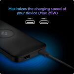 Spigen 2 in1 10000 mAh Wireless Charging Power Bank with USB-A | USB-C 20W Fast Charging, Included Type-C to C Cable, Lithium Polymer - Black - Image 5