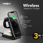 Frontech 3-in-1 Magnetic Wireless Charger with Night Light | Fast Charging | Type-C Input | Foldable Stand | for iPhone, AirPods & Apple Watch | 1 Year Warranty (CCH-0017B) - Image 3