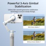 DJI Osmo Mobile 7 Gimbal Stabilizer for iPhone, Android, Built-in Tripod, Ultra-Light, 3-Axis Phone Gimbal,Activetrack 7.0,One-Tap Edit,Phone Charging Vlogging Stabilizer YouTube Video, Gray - Image 3