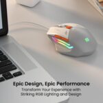 Portronics Vader Wired Gaming Mouse with 6 Buttons, Thumb Support, Adjustable DPI (6400 Max), RGB Light Effects, Ergonomic Design, 1.5 m Long USB Cable for Laptop & PC (Grey) - Image 3