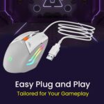Portronics Vader Wired Gaming Mouse with 6 Buttons, Thumb Support, Adjustable DPI (6400 Max), RGB Light Effects, Ergonomic Design, 1.5 m Long USB Cable for Laptop & PC (Grey) - Image 4