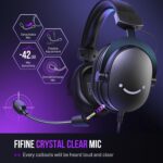 FIFINE Gaming Headset for PC, USB Streaming Headset with 3.5mm Headphones Jack, Detachable Microphone, 7.1 Surround Sound for PS4 PS5, Over-Ear Black Headphone-H9 - Image 4
