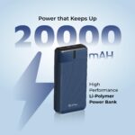 pTron Dynamo Surge 20000mAh 22.5W Fast Charging Power Bank, Supports VOOC/Wrap/Dash USB Charging, 20W PD Fast Charging, 3 Outputs, 1 Input & Multiple Layers of Protection,USB Type-C Input (Blue) - Image 4
