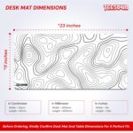White Topographical Extended Mouse Pad (11x23) for Laptop Desktop PC and Gaming Desk Mat Rubber Base Desk Pad - Image 3