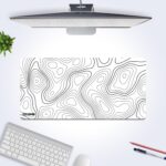 White Topographical Extended Mouse Pad (11x23) for Laptop Desktop PC and Gaming Desk Mat Rubber Base Desk Pad - Image 4