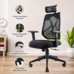 ASTRIDE Ergofit Ergonomic Office Chair for Home | 3-Years Warranty | 2D Headrest, Adjustable Arms & Lumbar Support | Tilt Lock Mechanism [Heavy Duty Nylon Base, Neon Green-Black] - Image 3