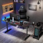EUREKA ERGONOMIC Alloy Steel Metal Finish Gaming Desk 60" Home Office Computer Desk, New Polygon Legs Design, Captain Series (60 Inch, Black) - Image 3