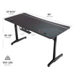 EUREKA ERGONOMIC Alloy Steel Metal Finish Gaming Desk 60" Home Office Computer Desk, New Polygon Legs Design, Captain Series (60 Inch, Black) - Image 4
