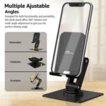 ELV DIRECT 360° Rotating Plastic Mobile Phone Stand with Metallic Base | Foldable & Adjustable Desk Holder for Smartphones | Universally Compatible, Lightweight & Durable – Black - Image 3