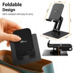 ELV DIRECT 360° Rotating Plastic Mobile Phone Stand with Metallic Base | Foldable & Adjustable Desk Holder for Smartphones | Universally Compatible, Lightweight & Durable – Black - Image 4