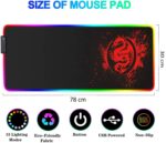 SPEED RGB Gaming Mouse Pad, Soft Glowing 14 LED Modes, Gaming Desk Keyboard Pad, Mouse Mat, Non-Slip Rubber Base - 78x30 cm - Red Dragon - Image 3