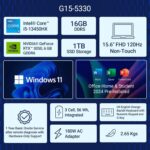 Dell SmartChoice G15-5530, Intel Core i5 13th Gen-13450HX, NVIDIA RTX 3050-6GB, 16GB RAM, 1TB SSD, FHD, 15.6"/39.62cm, 120Hz, Windows 11, MS Office 24, Dark Shadow Grey, 2.65Kg, Gaming Laptop - Image 4