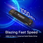Transcend 310C 512GB USB C & USB A External Portable SSD, Up to 1,050 MB/s, 5 Yr Warranty, Black, for iPhone 15 pro max, MacBook, Ipad, Laptop and Desktop TS512GESD310C - Image 3