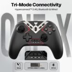 EvoFox One X Wireless Gaming Controller for PC, Switch, Android, iOS & macOS, Tri-Mode, Hall Effect Joysticks & Triggers, On-the-fly 6 Axis Gyro, 1000Hz Polling, Macro buttons, 800mAh Battery (Black) - Image 3