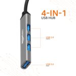 Amazon Basics 4-in-1 Hub Multiport Adapter, USB Hub with Aluminium Shell, 1 x USB 3.0 & 3 x USB 2.0 for PC, MacBook, Mac mini, iMac, Tablet, and Mobile Phones - Image 3