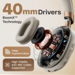 GOBOULT Fluid X Headphones Bluetooth Wireless with 60H Playtime, 40mm Drivers, Zen ENC Mic, Type-C Charging, Combat Gaming, BTv 5.4, Headphones Wireless with mic (White) - Image 4