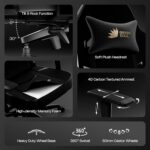 Green Soul Monster Ultimate Series T | Multi-Functional Ergonomic Gaming & Office Chair| Premium Spandex & PU Leather Fabric | Adjustable Neck, Lumbar Pillow | 4D Adjustable Armrests (Full Black) - Image 4