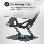 Portronics My Buddy K11 Metal Laptop Stand with 360° Rotation, Height & Angle Adjustable, Foldable Design, Improves Air Flow, Carbon Steel Body, 10 kg Max Weight for Laptops & MacBook (Black) - Image 3
