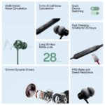 OnePlus Bullets Wireless Z2 ANC Bluetooth in Ear Earphones with Mic, 45dB Hybrid ANC, Bombastic Bass - 12.4 mm Drivers, 10 Mins Charge - 20 Hrs Music, 28 Hrs Battery (Booming Black) - Image 4