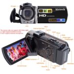 Video Camera Camcorder Digital YouTube Vlogging Camera Recorder kicteck Full HD 1080P 15FPS 24MP 3.0 Inch 270 Degree Rotation LCD 16X Digital Zoom Camcorder with 2 Batteries(604s) Black - Image 3