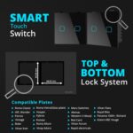 HomeMate® WiFi 2 Gang Touch Switch | No Hub Required | Compatible with Alexa and Google Home | 15 A (1, Black) - Image 3
