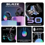 HAMMER Blaze Wired Over Ear Gaming Headphones with Mic, 50mm Drivers, Full RGB Lights, Gaming Headset with Adjustable Bands, Breathable earcushion, 1.5Mtr Wire with USB (Black) - Image 3