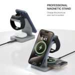 eller santé® 23w Magnetic Mag-Safe Charger 3in1 Wireless Charger for iPhone 17/17 Air/17 Pro/17 Pro Max, iPhone 16/16 Plus/16 Pro/16 Pro Max, 15/14/13/12 Series Fast Charging Adaptor- Grey - Image 3