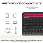Amkette Optimus Pro Multi Device (4in1) Rechargeable Wireless Keyboard/Bluetooth Keyboard with Scissor Keys | One Click Device Switching & AI Access for MacOS & Windows | Tablet & Phone Holder (Black) - Image 4