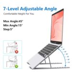 RT Laptop Stand 7-Level Angles Adjustable Riser Holder for Home or Office Foldable Laptop Stand Plastic Aluminum Alloy Metal Base Notebook Computer Holder Height Adjustment - Image 3