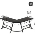 White Mulberry L-Shape Corner Desk |DIY Assembly| Monitor Raising Shelf | Engineered Wood & Sturdy Steel Leg|Perfect for Office Home Gaming Study Desk Computer Table|L(130+130)*45 * 77cm|Carbon Fibre - Image 3
