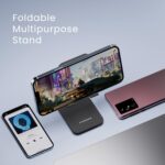 Ambrane Multipurpose Tabletop Mobile Stand | Adjustable Angle & Height| Universal Holder for iPhone, Samsung, OnePlus & All Smartphones | Portable, Anti-Skid | for Home, Office, Bed & Gifting (Black) - Image 4