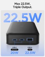 Spigen ArcPack 30000mAh Power Bank, PD3.0, Fast Charging, 22.5W Max Output, 2 Type-C Ports, 1 USB-A Port- (ABS+PC, Black) - Image 3