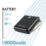 15W Fast Charging 10000mAh Power Bank with 4 in 1 Detachable Cable (Lightn-ing, Type-C, Micro Output, USB-A Input) & Dual Input (Type-C & Micro) Universal Compatibility (Li-Poly, Black) - Image 3