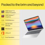 HP 15, AMD Ryzen 5 7520U,(16GB DDR5, 512GB SSD), Anti-Glare, Micro-Edge, FHD, 15.6''/39.6cm, Win 11, Office 21, Silver, 1.59kg, fc0690au, AMD Radeon Graphics, FHD Camera, Backlit KB Laptop - Image 3