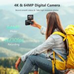 4K Digital Camera for Photography, 64MP, 18X Digital Zoom Point and Shoot Vlogging Camera with 32GB Micro SD Card for Beginner, YouTube, Black - Image 3