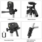 Tygot Adjustable Aluminium Alloy Tripod Stand Holder for Mobile Phones & Camera, 350 mm -1020 mm, 1/4 inch Screw + Mobile Holder Bracket - Image 4