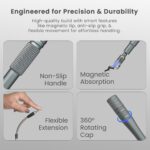 Portronics Bit Box 2, 128-in-1 Screwdriver Kit with Phillips, Flathead, Torx, Pentalobe, Wrench Bits, Flexible Shaft, Tweezer, Spudger & Magnetic Handle for Laptop, Mobile, Car & Electronics Repair - Image 5