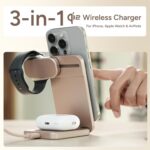 Ambrane Qi2 Magsafe Wireless 3-in-1 Charger for iPhone, Airpods & Apple Watch, Qi2 Certified Fast Charging Dock, Premium & Foldable Design, for iPhone 16/15/14/13/12 Series (AerosynQ Trio 2 Silver) - Image 3