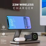 eller santé® 23W Magnetic Mag-Safe 3in1 Fast Wireless Charger for iPhone 17/17 Air/17 Pro/17 Pro Max, 16/16 Plus/16 Pro/16 Pro Max, 15/14/13/12, Airpods 3rd/2nd gen, Series 11/10/9/8/7/6/5/4/SE-Black - Image 4