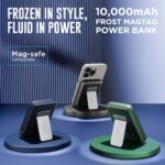 URBN 10000mAh Frost MagSafe Power Bank with Built-in Stand | 15W Magnetic Wireless Charging | 20W USB-C PD Fast Charging | Ultra Compact | Pass-Through Charging | MagTag Ring | (Blue) - Image 3