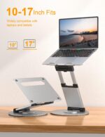 PLIXIO Adjustable Laptop Stand with 360° Rotating Base Tabletop Ergonomic Foldable Portable Holder Compatible for MacBook, HP, Dell, Lenovo & All Other Notebook (Sliver) (LS18) - Image 3