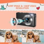VAHOIALD Digital Camera with 32GB TF Card, 1080P 44MP FHD, 16X Digital Zoom, Black - Image 3