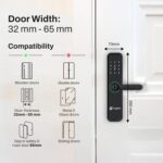 Mygate Smart Door Lock SE with 6 Unlock Methods, Fingerprint, OTP, PIN, RFID Card, Key & Mobile App Access, Unauthorized Freeze & Pin Decoy, Remote Unlocking via OTP| 3-Year Warranty by Mygate, Black - Image 3