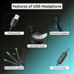 Wired USB Headphone with Noise Cancelling Mic | HD Sound & Comfort for Zoom, Teams & Call Centers | USB Headset for PC & Laptop | Model: Meta_MT50 (Black) - Image 3