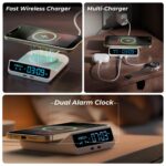 Xech Digital Alarm Clock for Heavy Sleepers | 15W Fast Wireless Charger & Dual USB-C Ports | Type-C Input | Valentine Gift for Girlfriend, Husband, Wife, Boyfriend | Made in India (White, Quest Neo) - Image 3