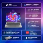 Lenovo IdeaPad Slim 5, AMD Ryzen AI 7 350, 24GB RAM, 1TB SSD, WUXGA OLED 14"(35.5cm), Win11, Office Home'24, Grey, 1.4Kg, 83HX001NIN, Copilot+ PC, Backlit Keyboard, 1Yr ADP Free AI Powered Laptop - Image 3