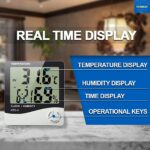 FreshDcart HTC-1 Room Thermometer with Humidity Incubator Meter and Accurate Temperature Indicator Wall Mounting LCD Digital Clock Monitor for Indoor/Outdoor (White) - Image 3